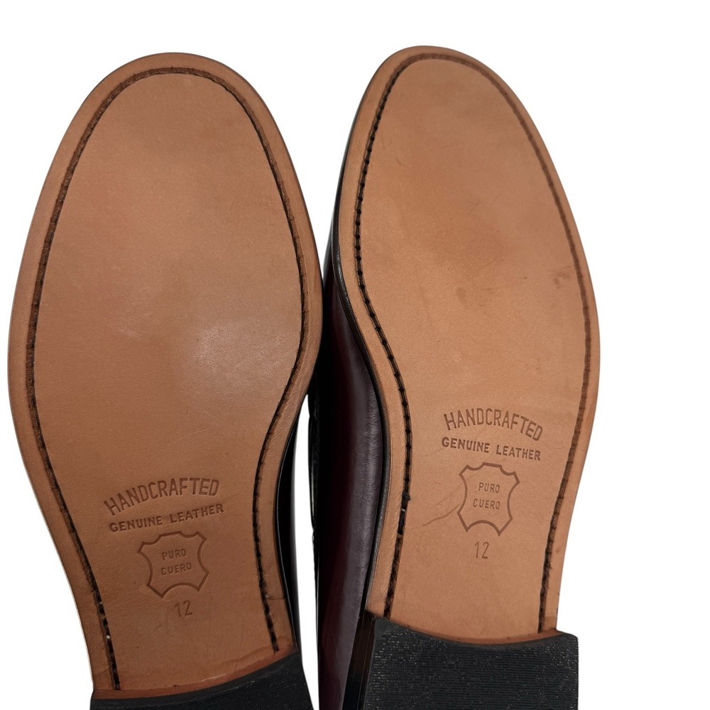 LL Bean Mens Beefroll Tassel Loafers Burgundy Leather Moc Toe Dress Shoes 12D - Picture 4 of 13